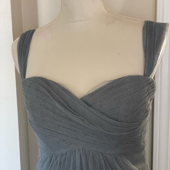 Jenny Yoo Pleated Bust Mesh Overlay Maxi Gown Bridesmaid Prom  Formal Size 2 - Picture 3 of 10
